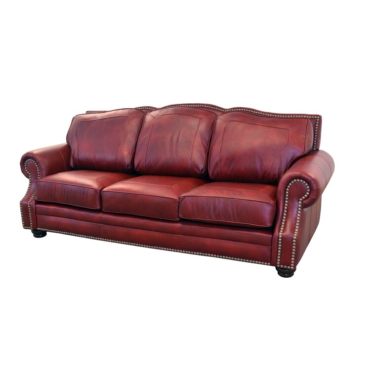 Wayfair red store leather couch